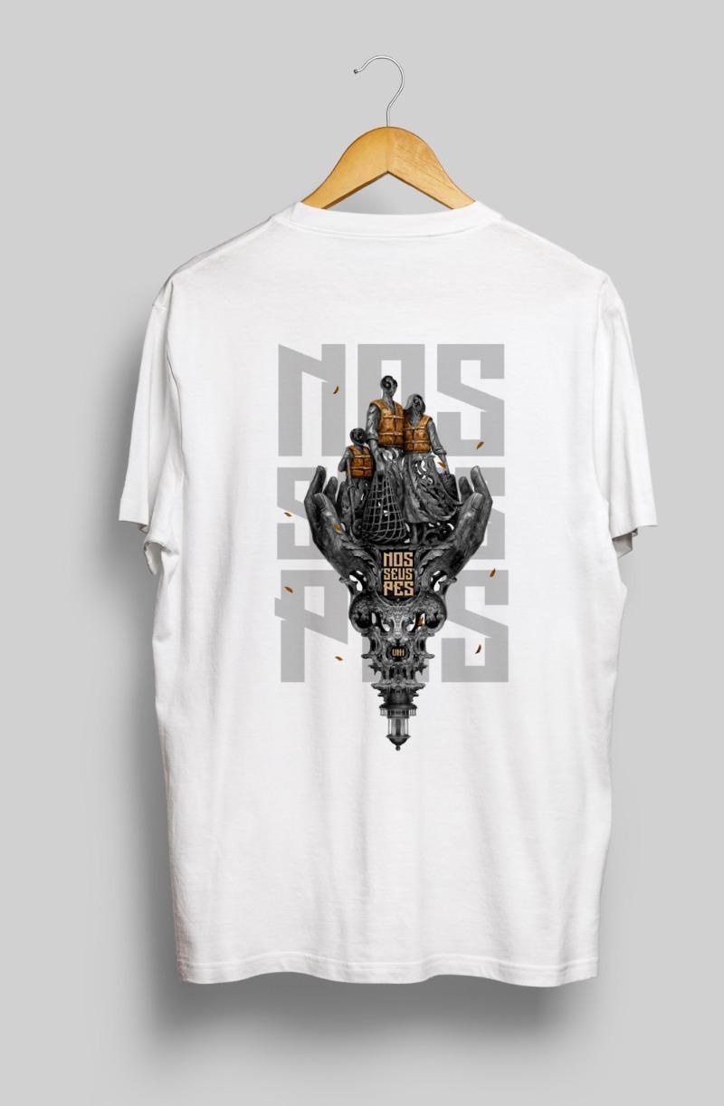 Camiseta branca NEKRO x NSP, por detrás