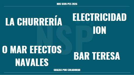 ELECTRICIDAD ION · LA CHURRERÍA · O MAR EFECTOS NAVALES · BAR TERESA