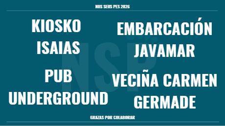 KIOSKO ISAIAS · EMBARCACIÓN JAVAMAR · PUB UNDERGROUND · VECIÑA CARMEN GERMADE